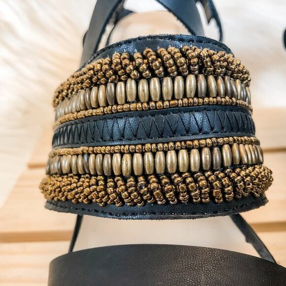 Maurices Platform Sandals Black & Brown Beaded Size 7.5M - Picture 4 of 8